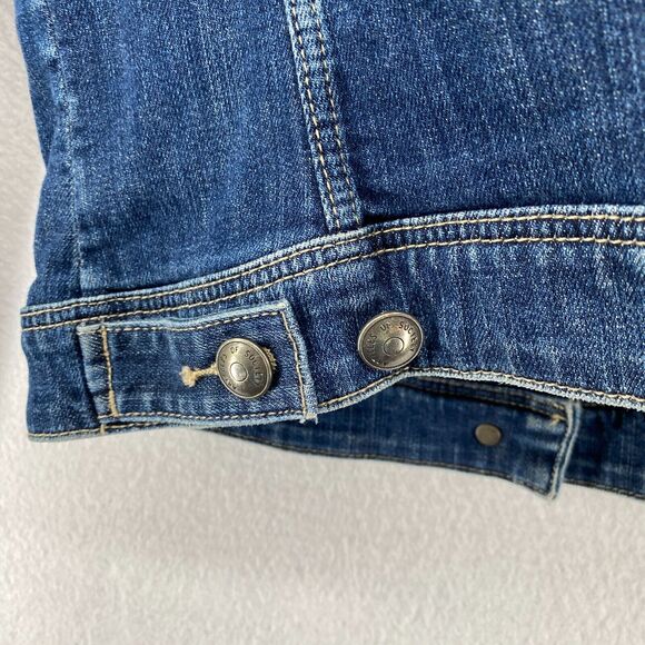 ARTICLES OF SOCIETY Jacket Womens M Trucker Jean Denim Cropped Button Front Blue - Picture 8 of 16